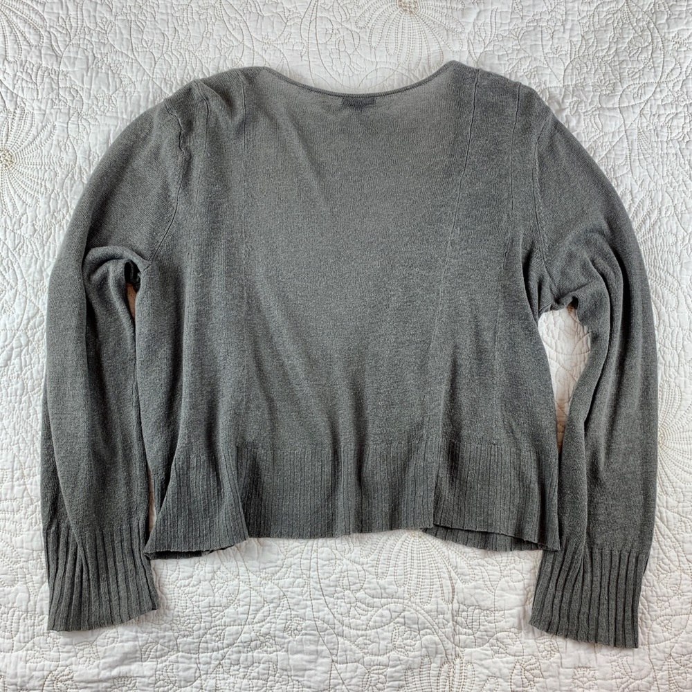 J Jill Gray Linen Blend Open Front Cardigan - Picture 4 of 7